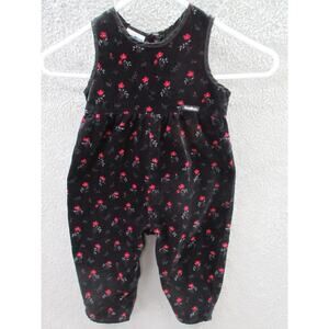 OSH KOSH Vintage Black Floral Overalls 18M RARE Y2K 90s Jumper Adorable